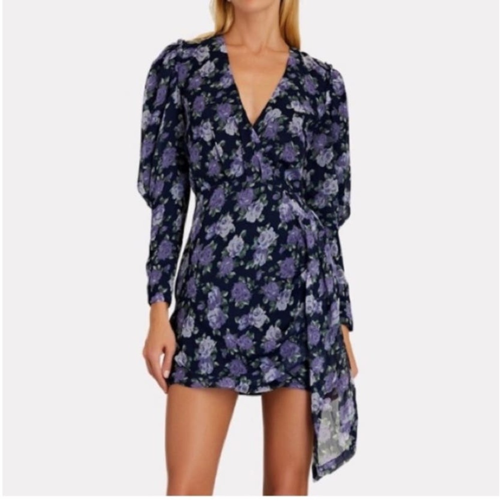 SAYLOR Merritt Floral Long Sleeve Mini Dress Small Blue Purple